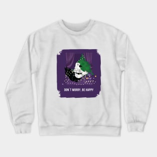 Happy bird hangs a garland Crewneck Sweatshirt